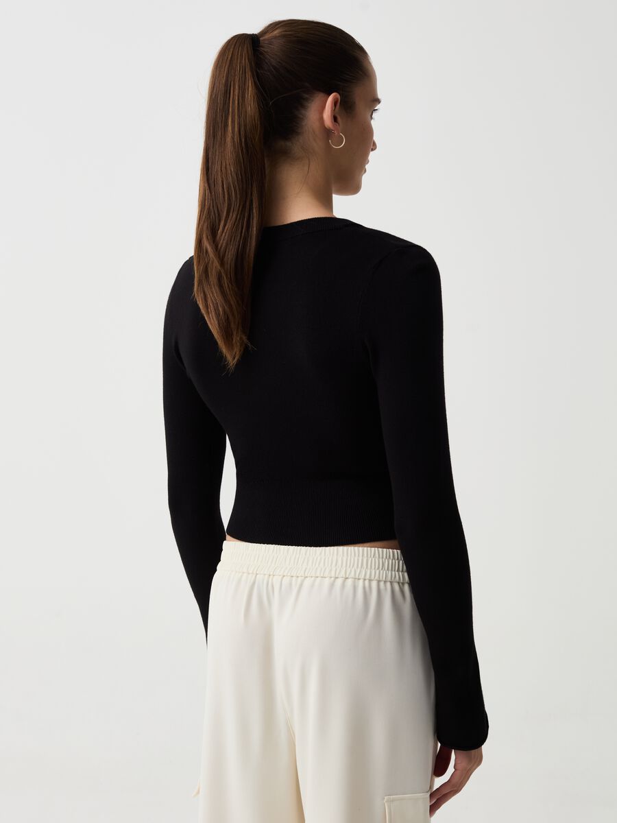 Cropped pullover with V neck_2
