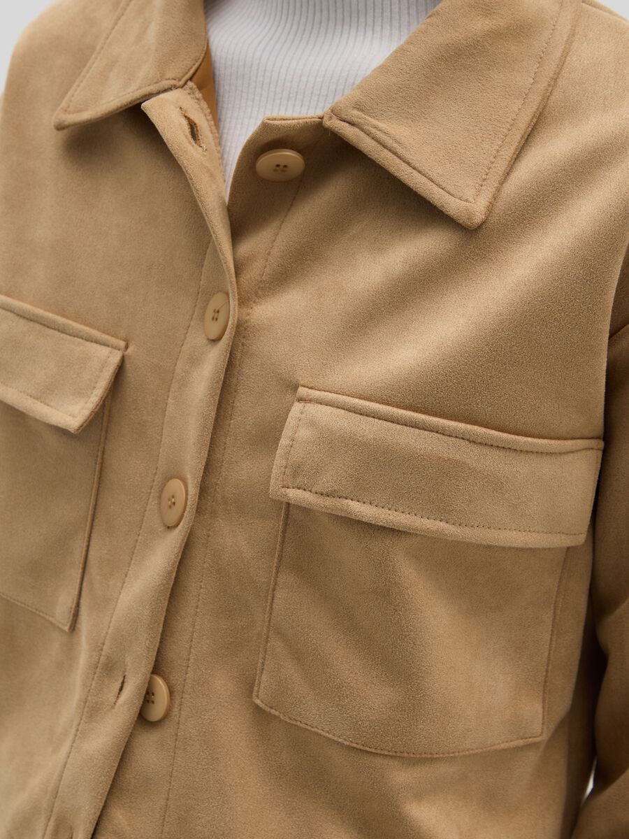 Beige regular fit jacket with pockets_3