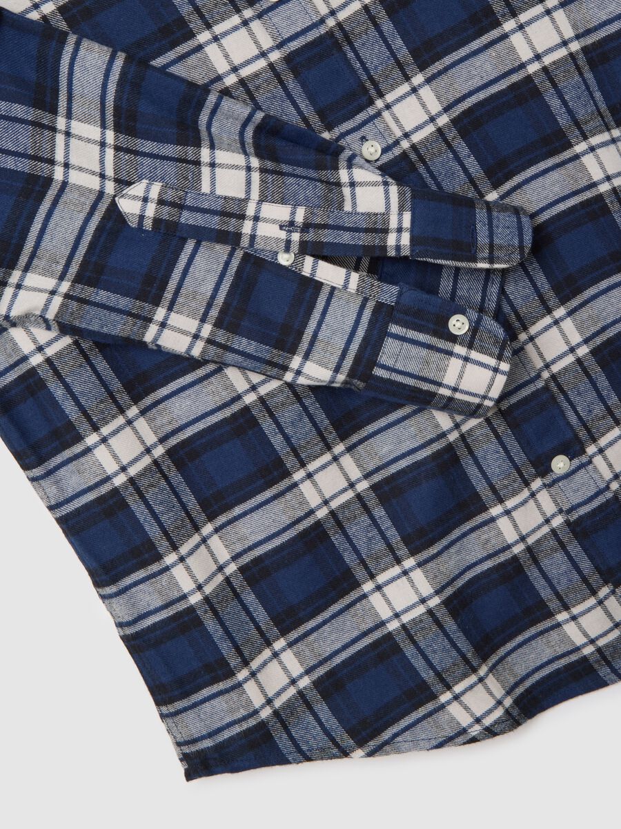 Camicia a quadri multicolor in puro cotone regular fit in flanella_1