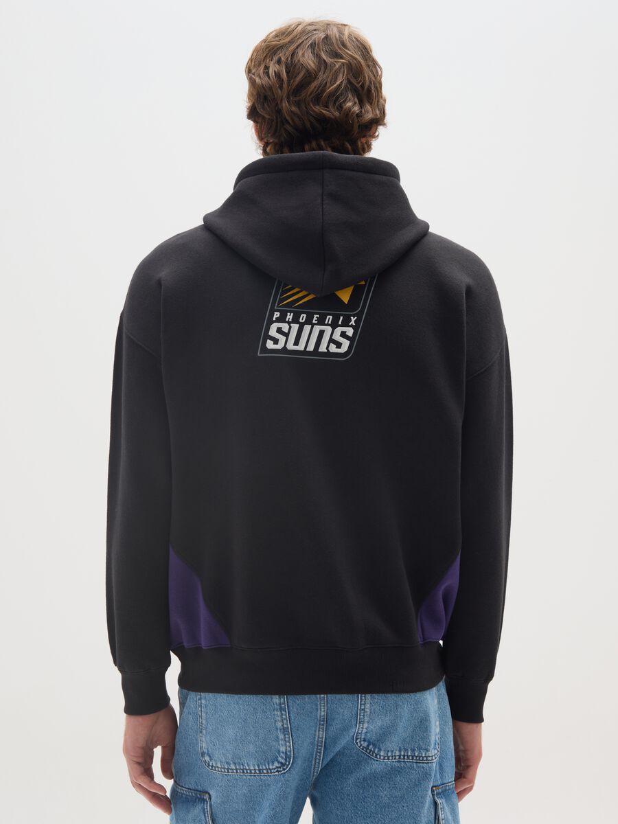 Black cotton blend hoodie with Phoenix Suns print_2