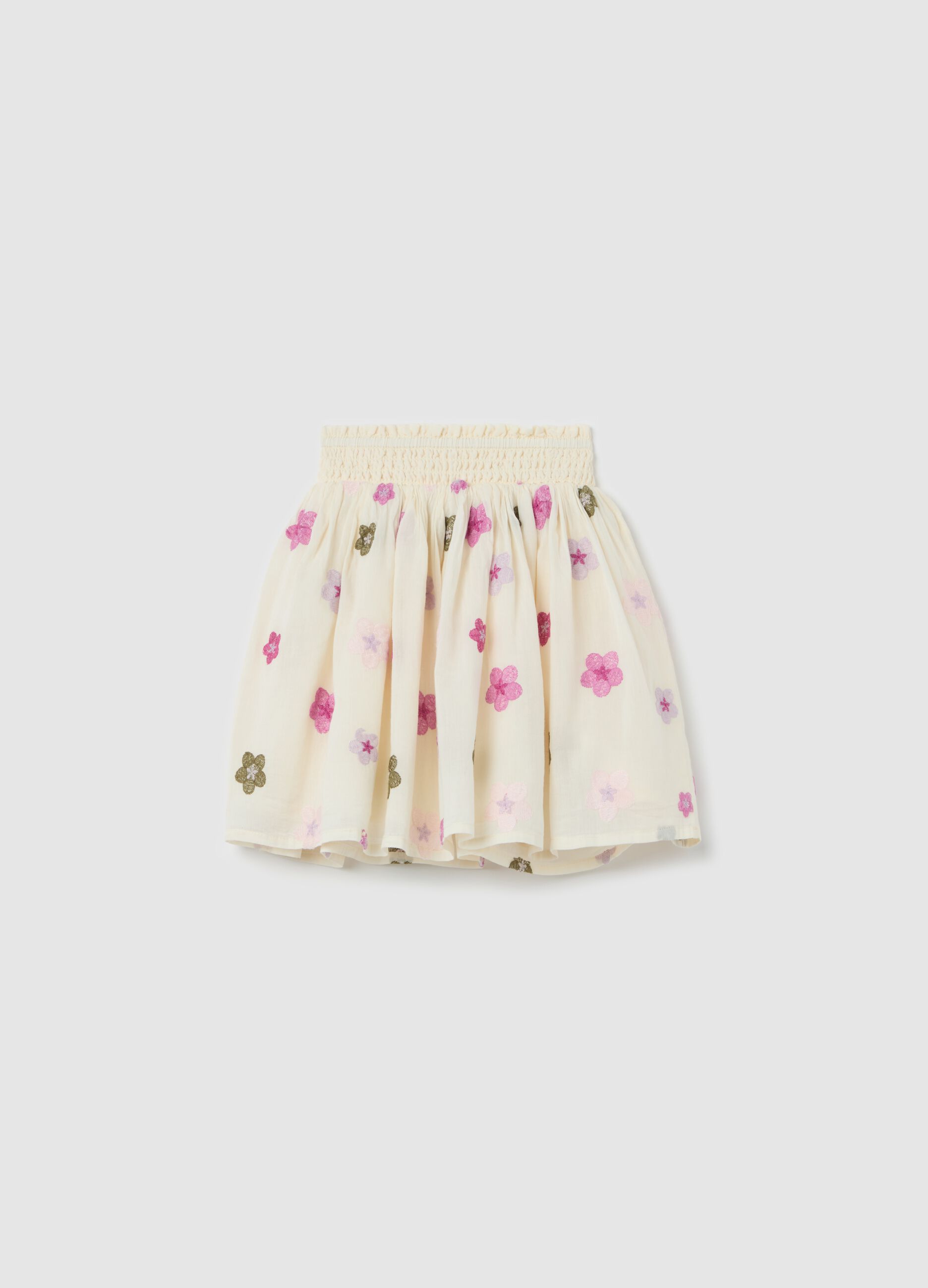 Bubble skirt with small flowers embroidery