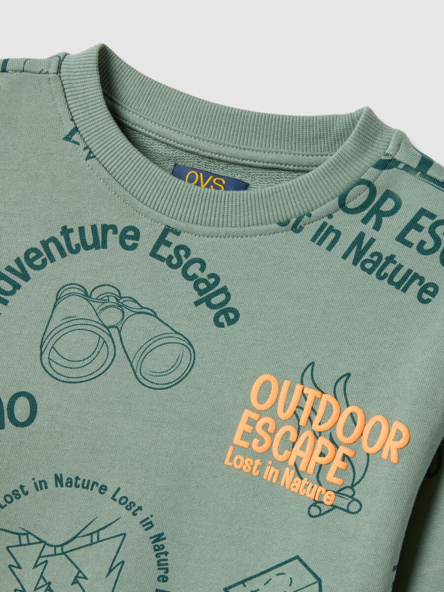 Kids' regular fit pure cotton green sweatshirt with print_2