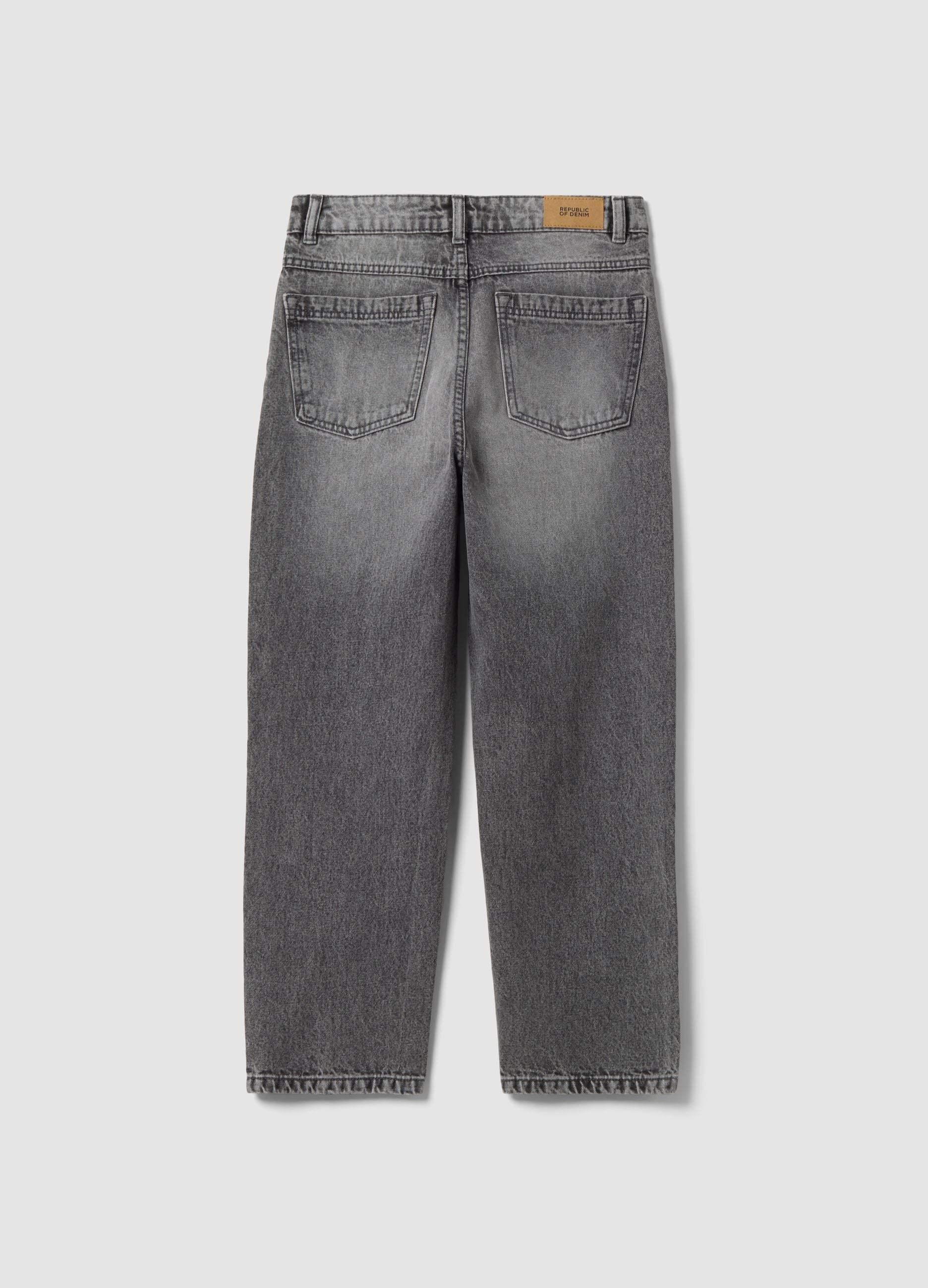 Grey pure-cotton baggy-fit jeans for boys