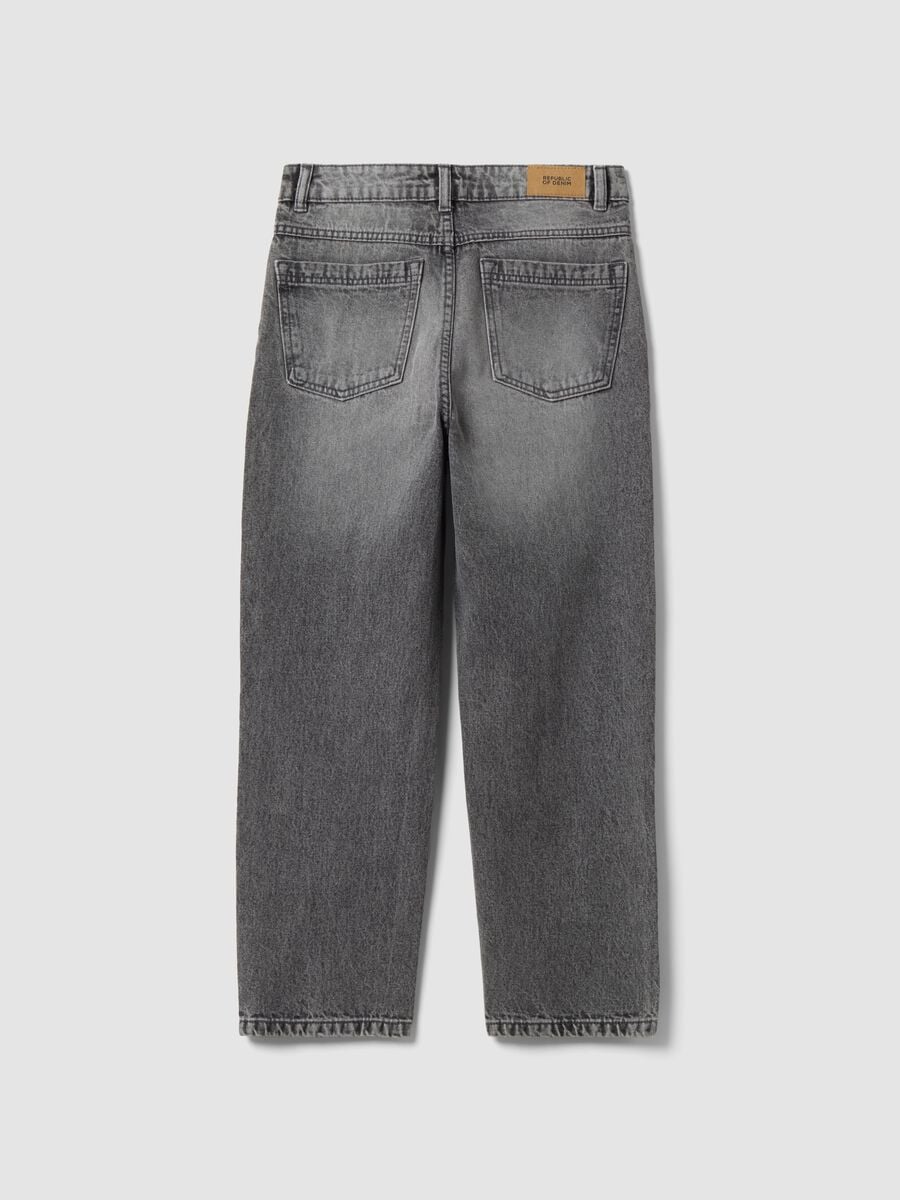 Jeans grigi in puro cotone baggy fit per ragazzo_1
