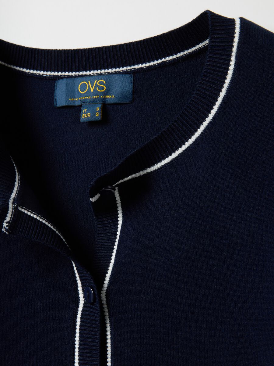 Regular fit blue viscose blend cardigan with buttons_1