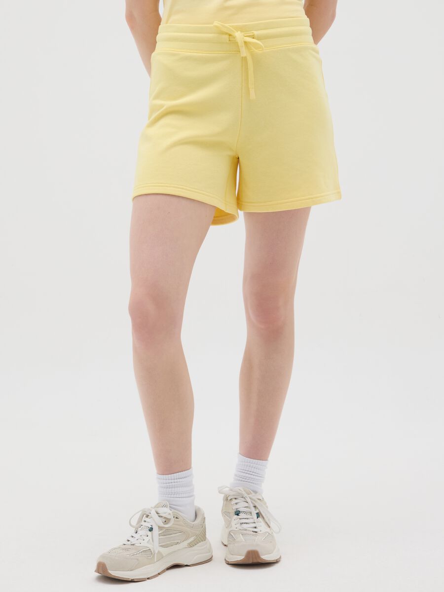 Women's Yellow Cotton Blend Regular Fit Shorts_1