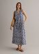 Blue pure cotton maxi dress with V-neck and floral print_0