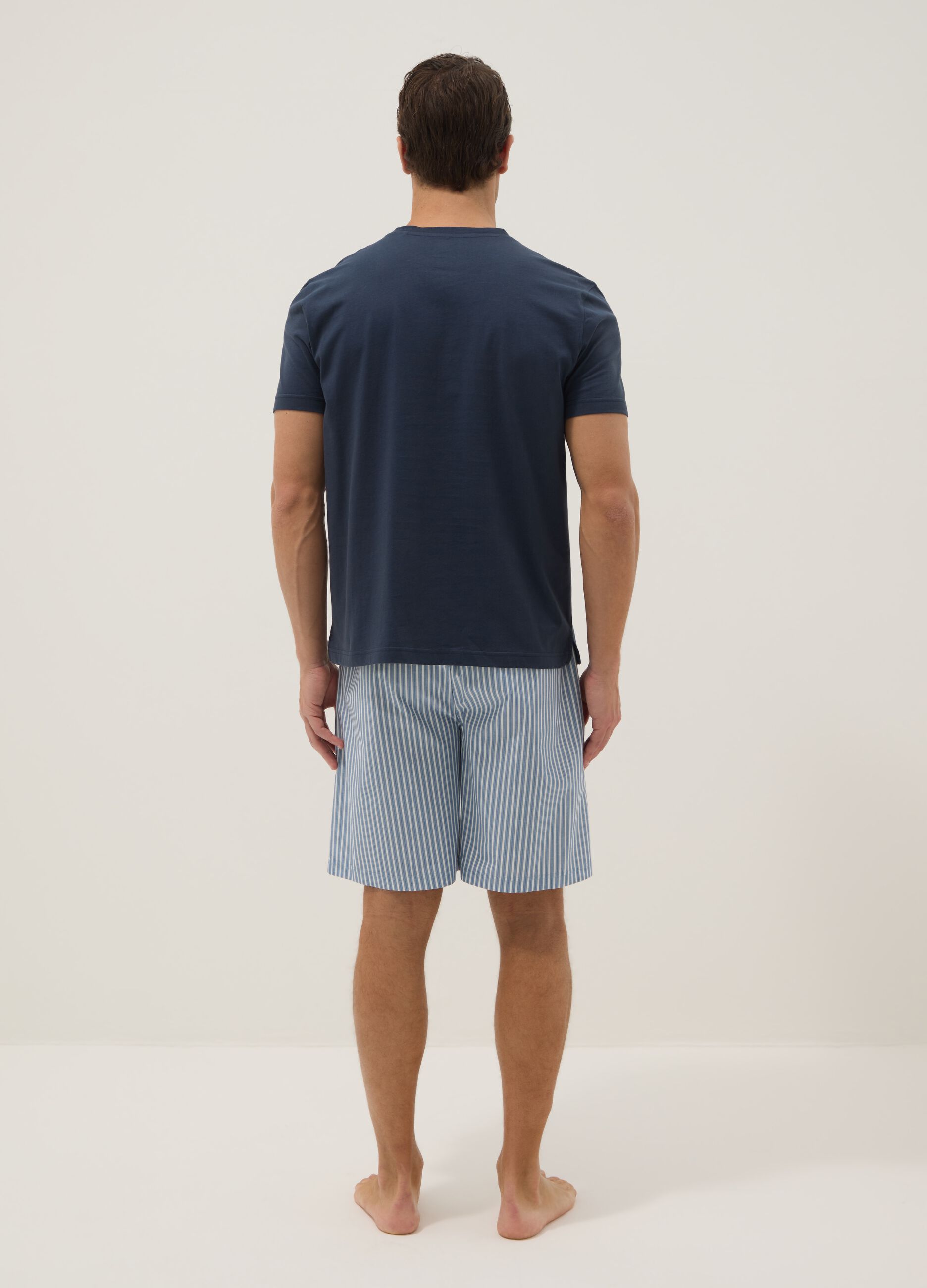 Pigiama corto in puro cotone multicolor regular fit