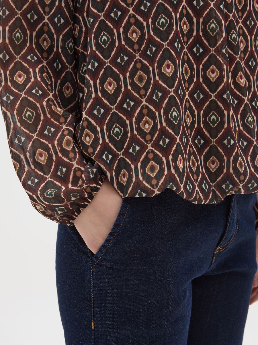 Multicolour long sleeve regular fit shirt with geometric pattern_3