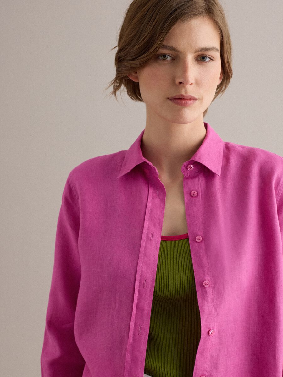 Pink Pure Linen Regular Fit Shirt_2