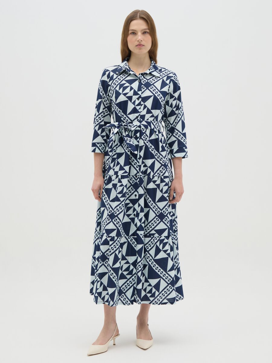 Women's long dress in multicolour cotton blend, regular fit_0