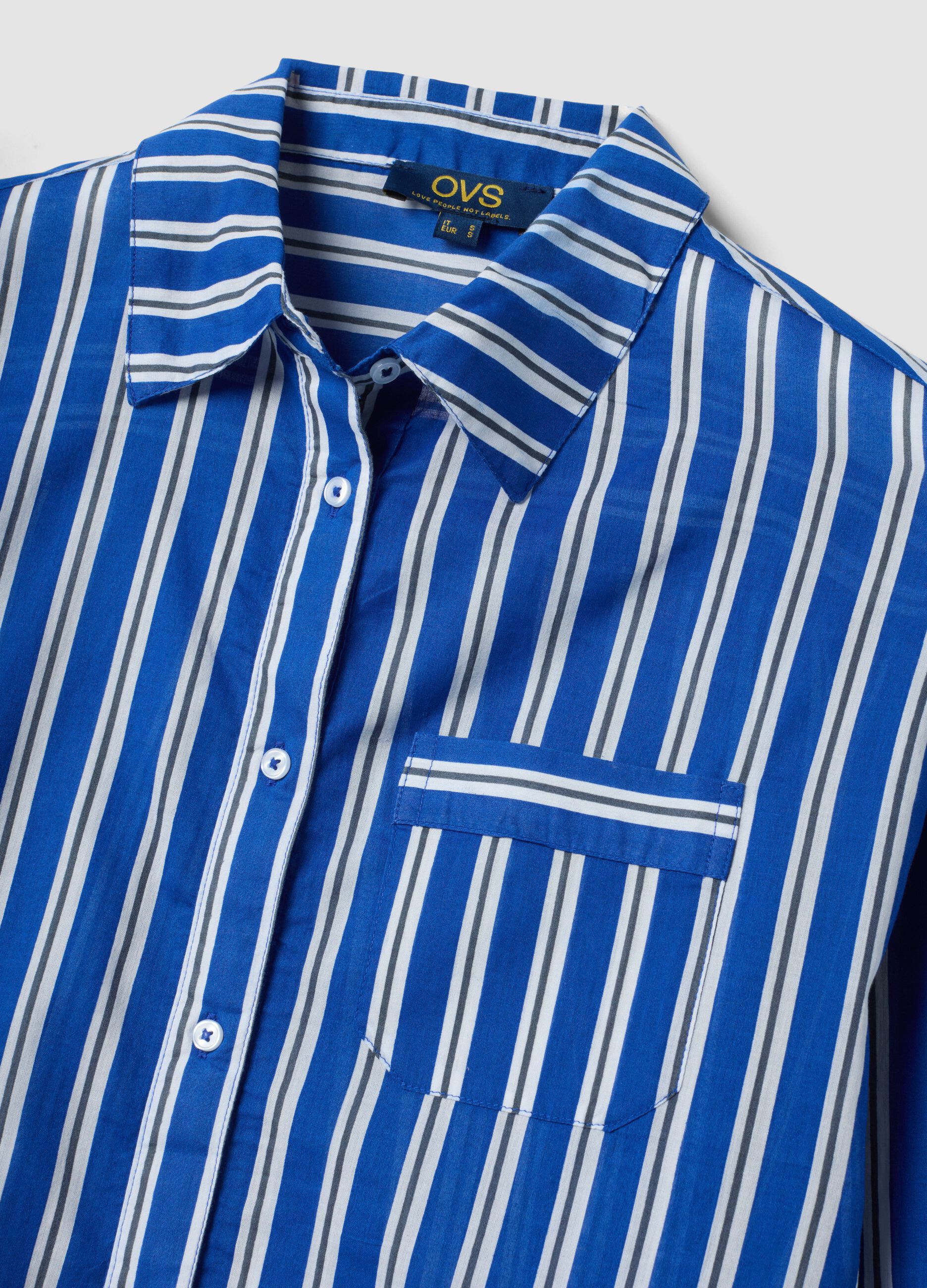 Blue striped pure cotton kaftan