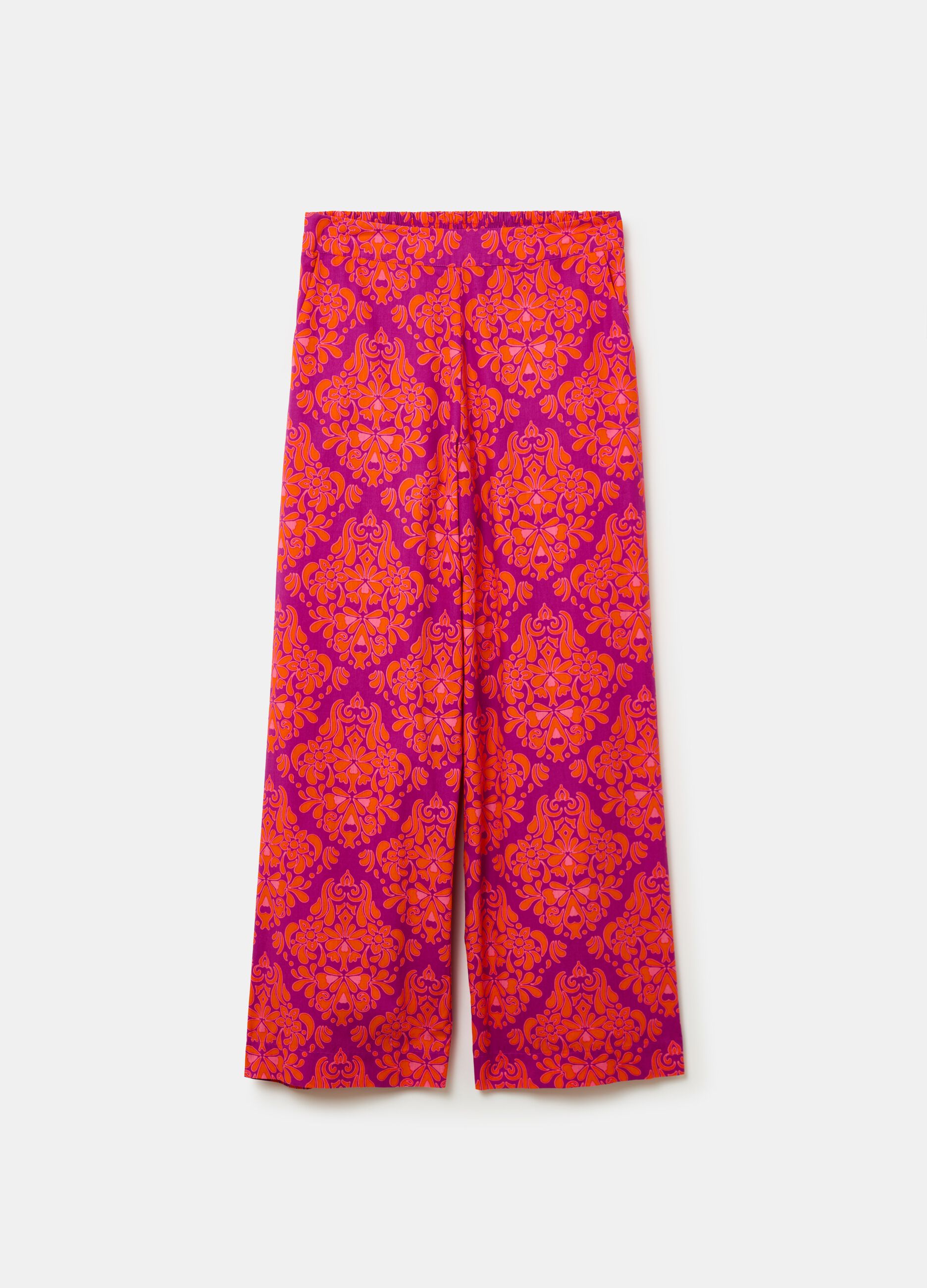 Pantalone wide leg stampato