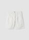 Shorts bianchi a righe in puro cotone da bambino regular fit_0