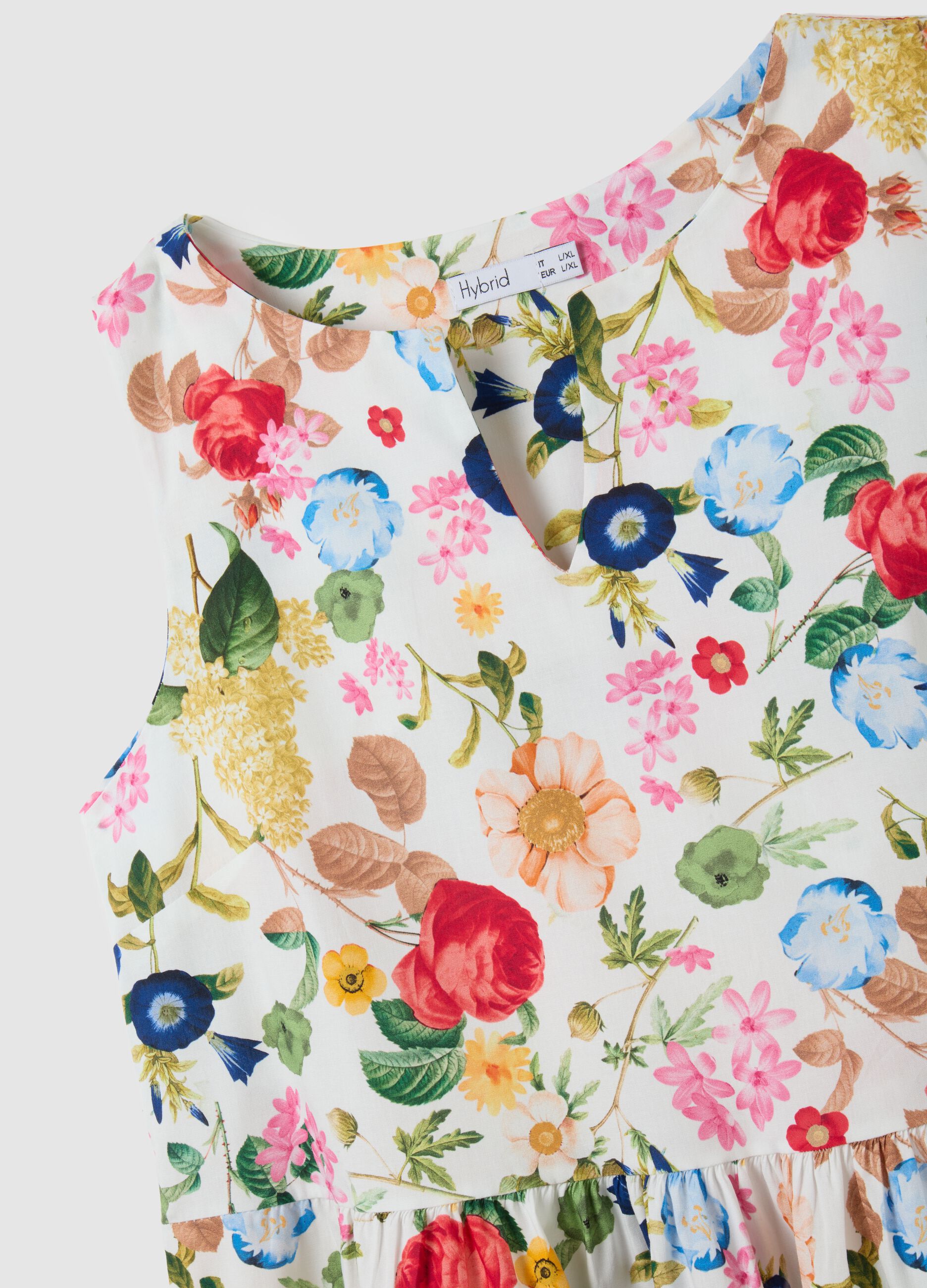Women's multicolour stretch cotton midi dress
