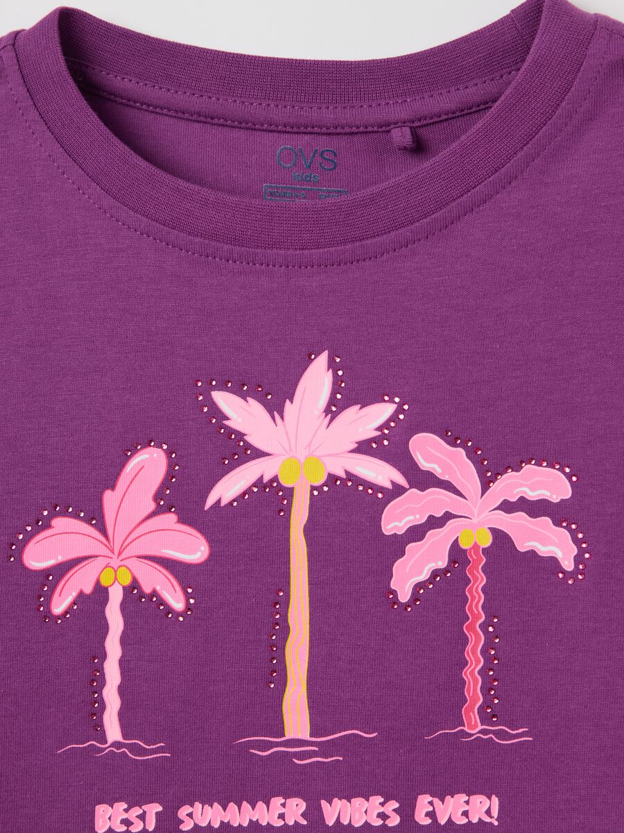Purple cotton T-shirt with print_2