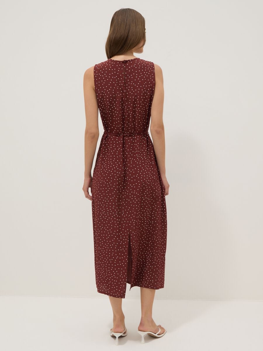 Red polka-dot pure viscose midi dress_3