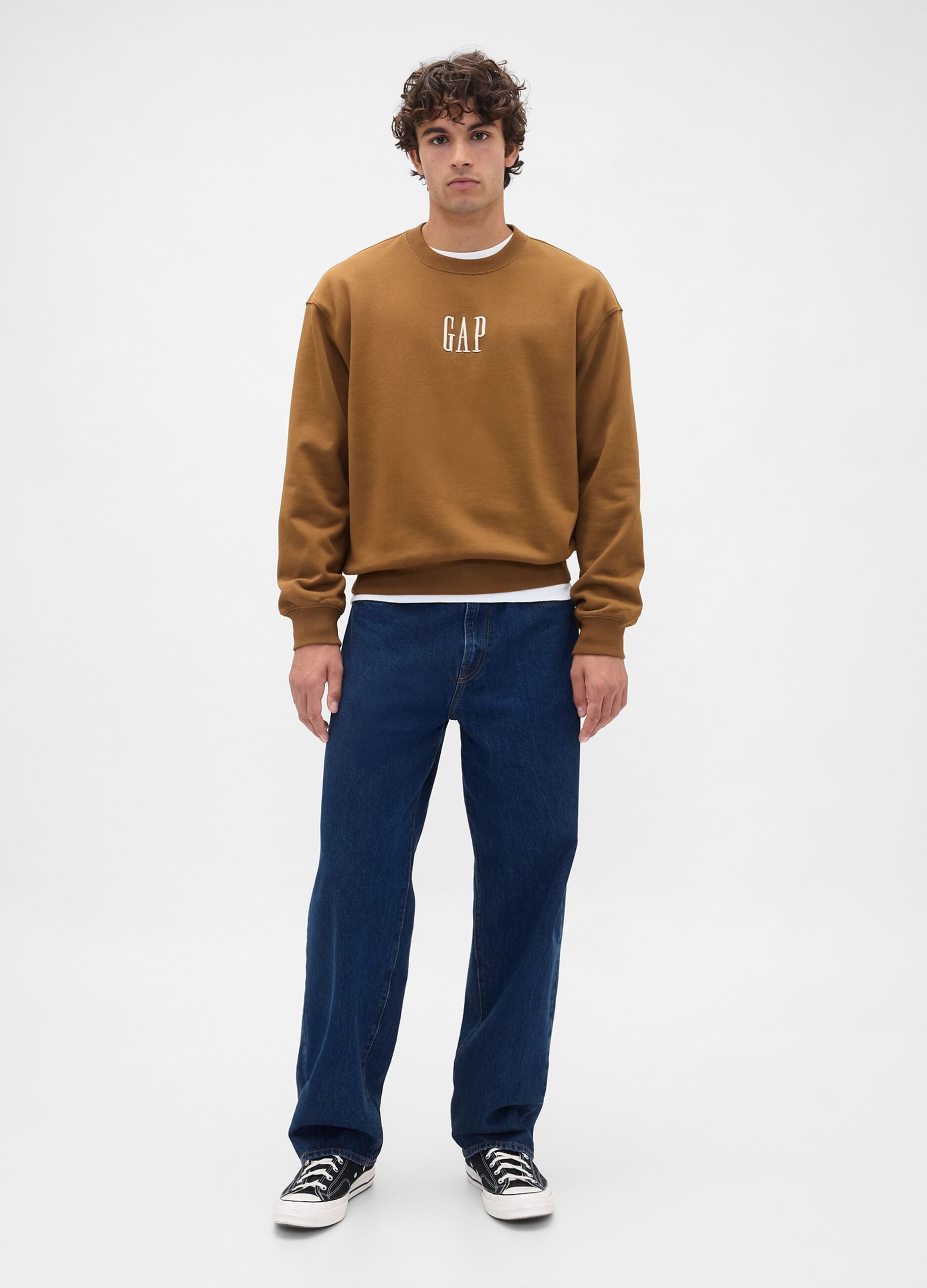 Brown crew neck sweatshirt in cotton blend