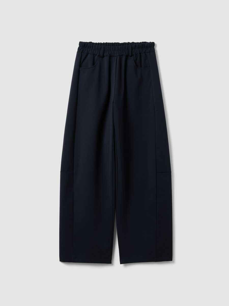 Blue stretch cotton trousers_0