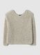 Beige cotton blend regular fit woven jumper with boat neck_4