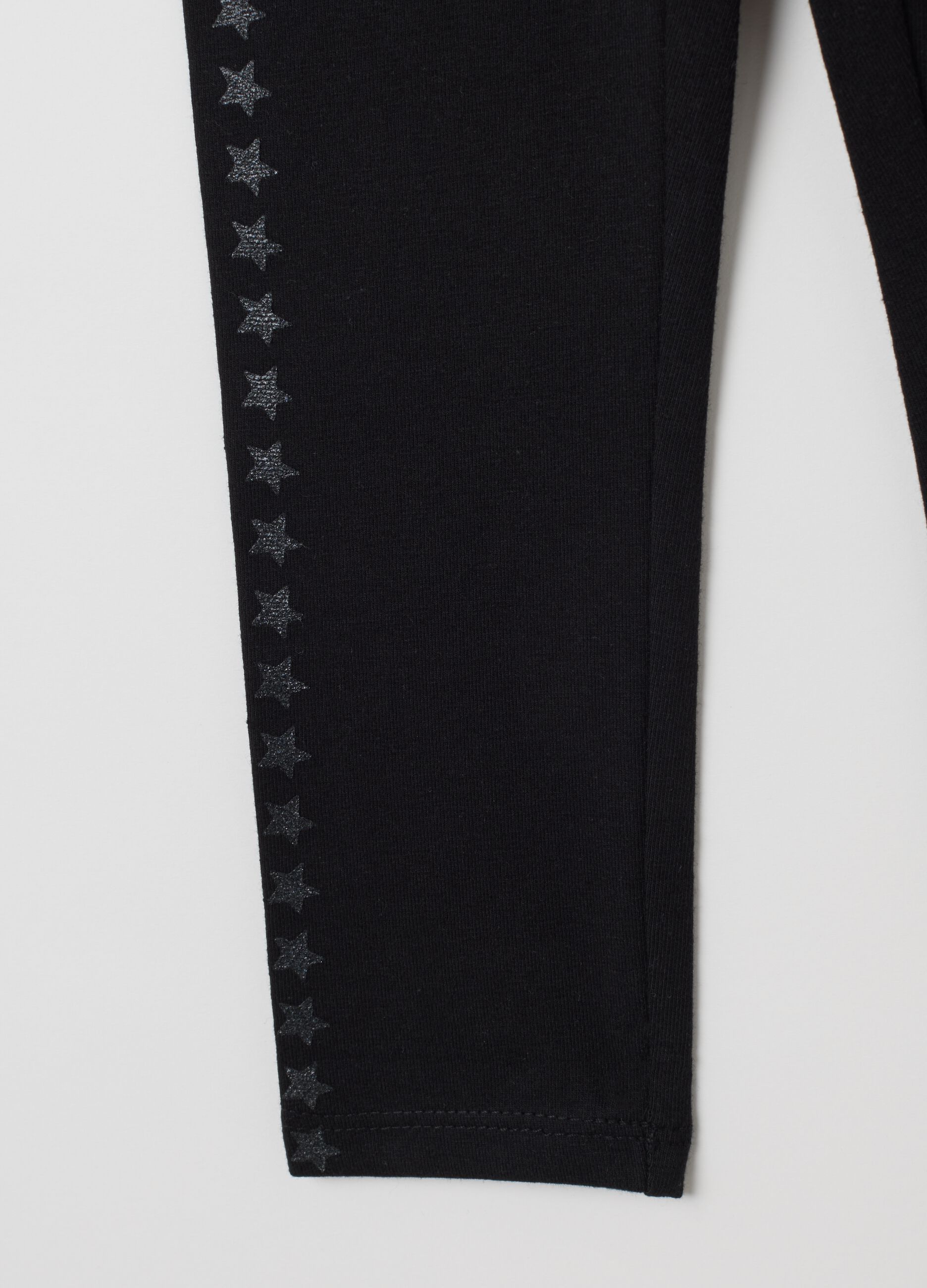 Leggings da bambina in cotone elasticizzato nero