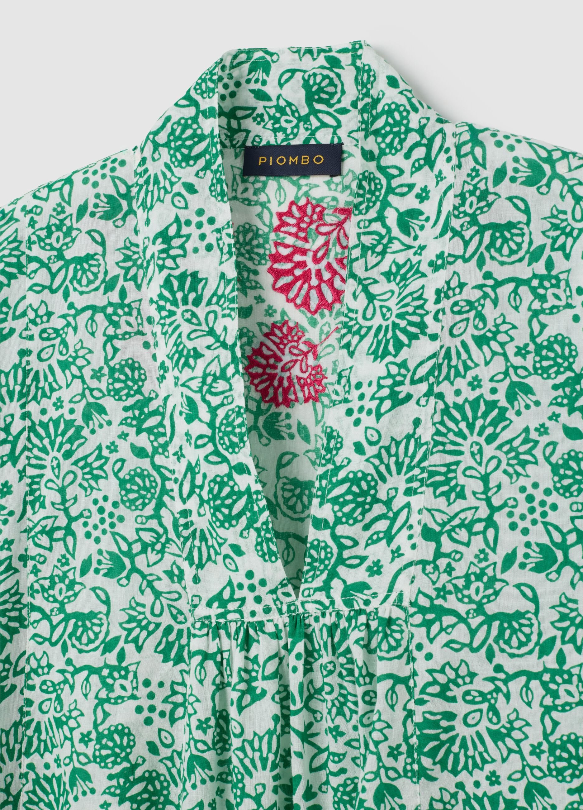Abito lungo da donna in puro cotone multicolor