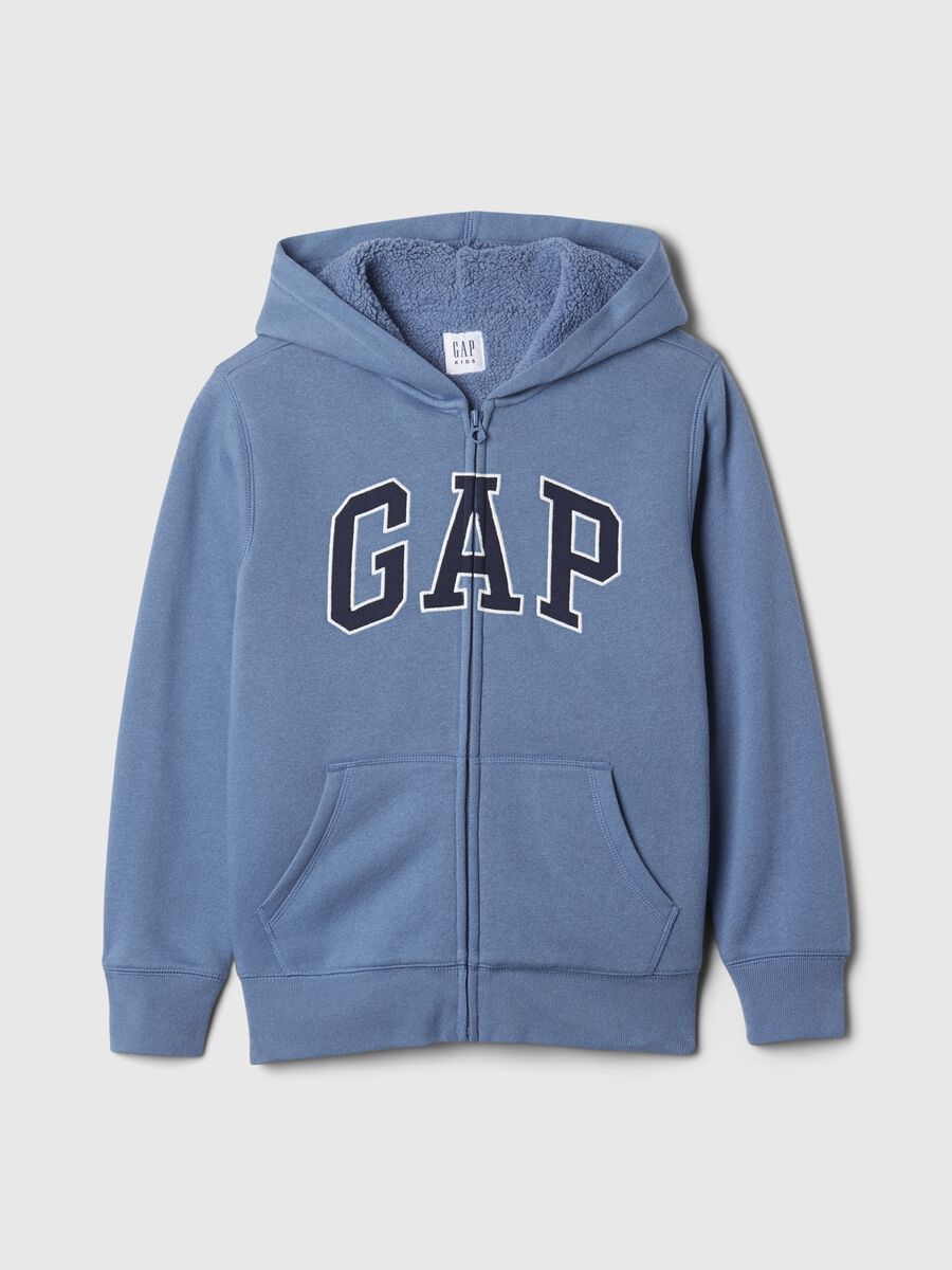 Full-zip sweatshirt and hood with sherpa lining_0