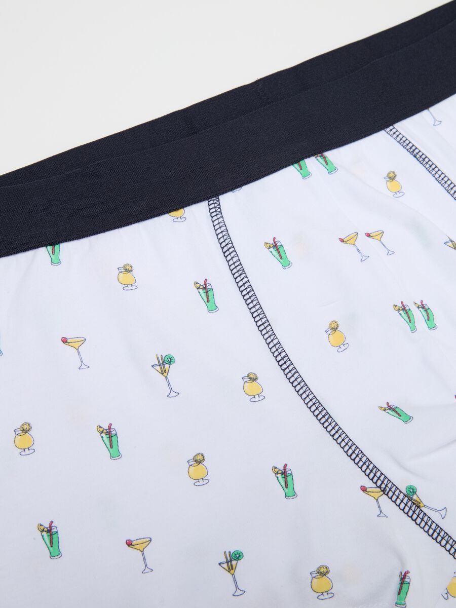 Midi boxer shorts in stretch cotton with pattern._5