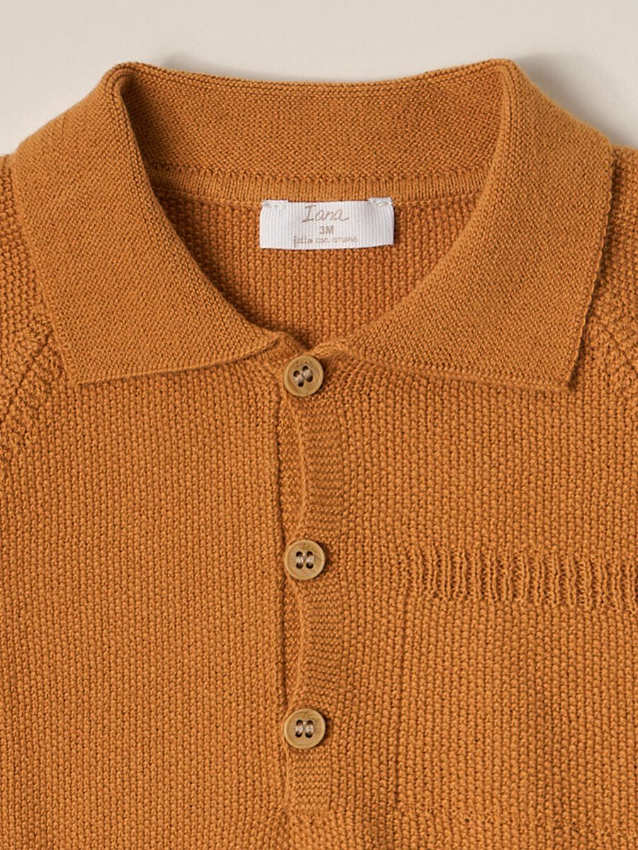 IANA newborn boy knit polo shirt in 100% cotton_2