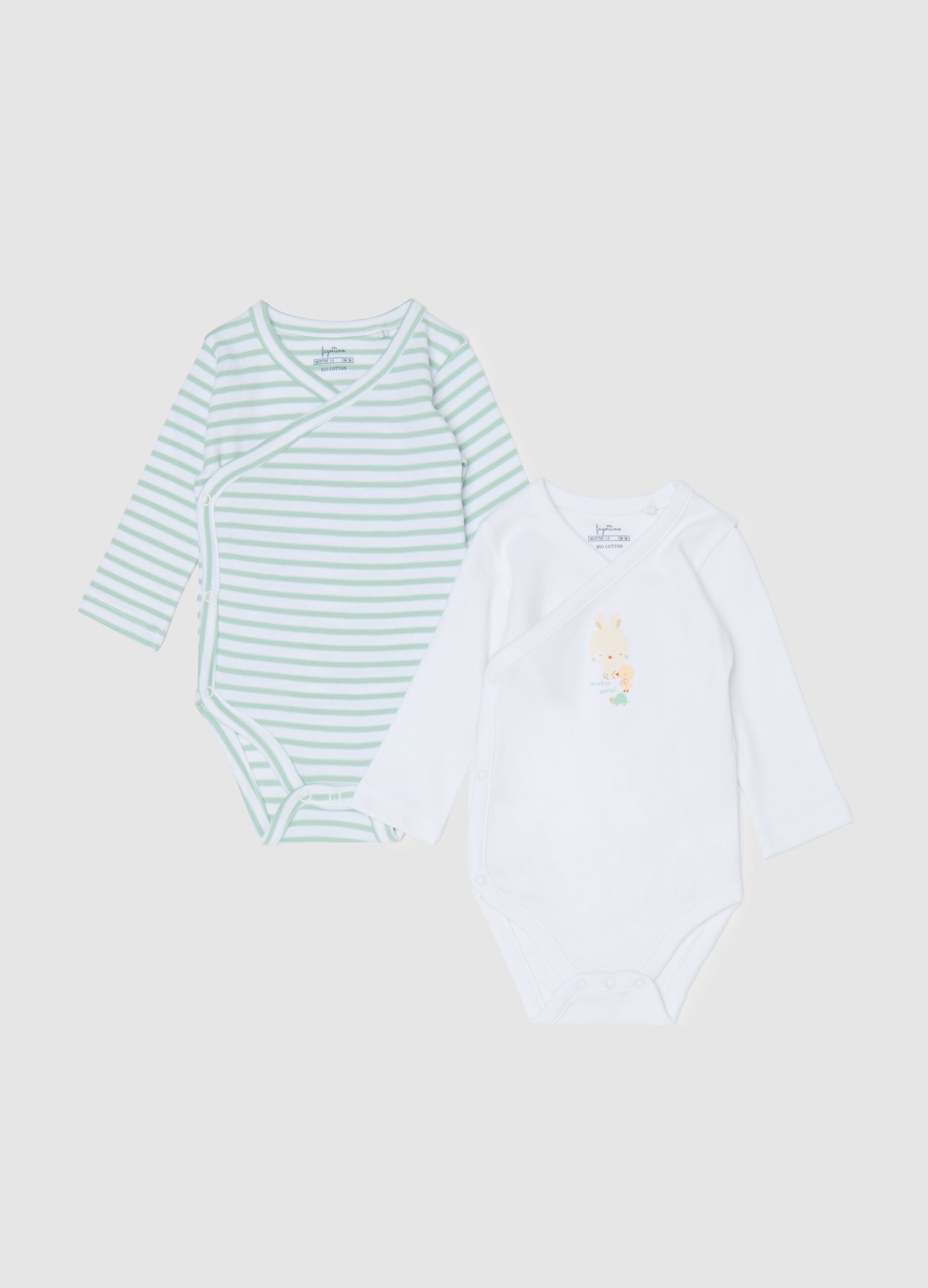 Two-pack bodysuits in organic cotton with V neck