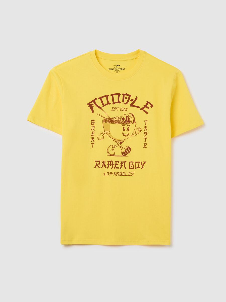 Yellow T-shirt with Ramen Boy Print by Ovs_4