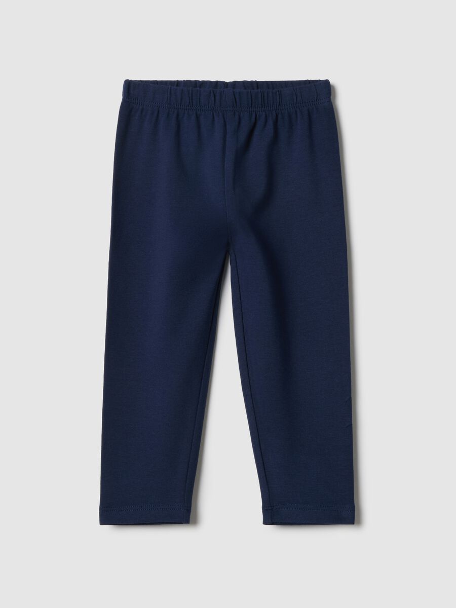 Girls' Blue Stretch Cotton Slim Fit Leggings_0