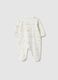 White newborn romper in pure cotton with long sleeves and embroidery_1