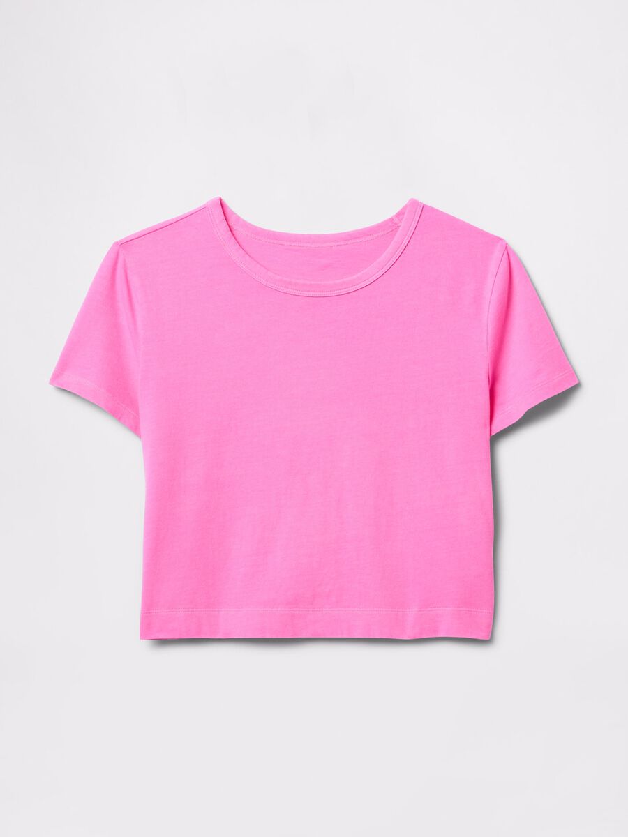 Pink cropped T-shirt in cotton_3