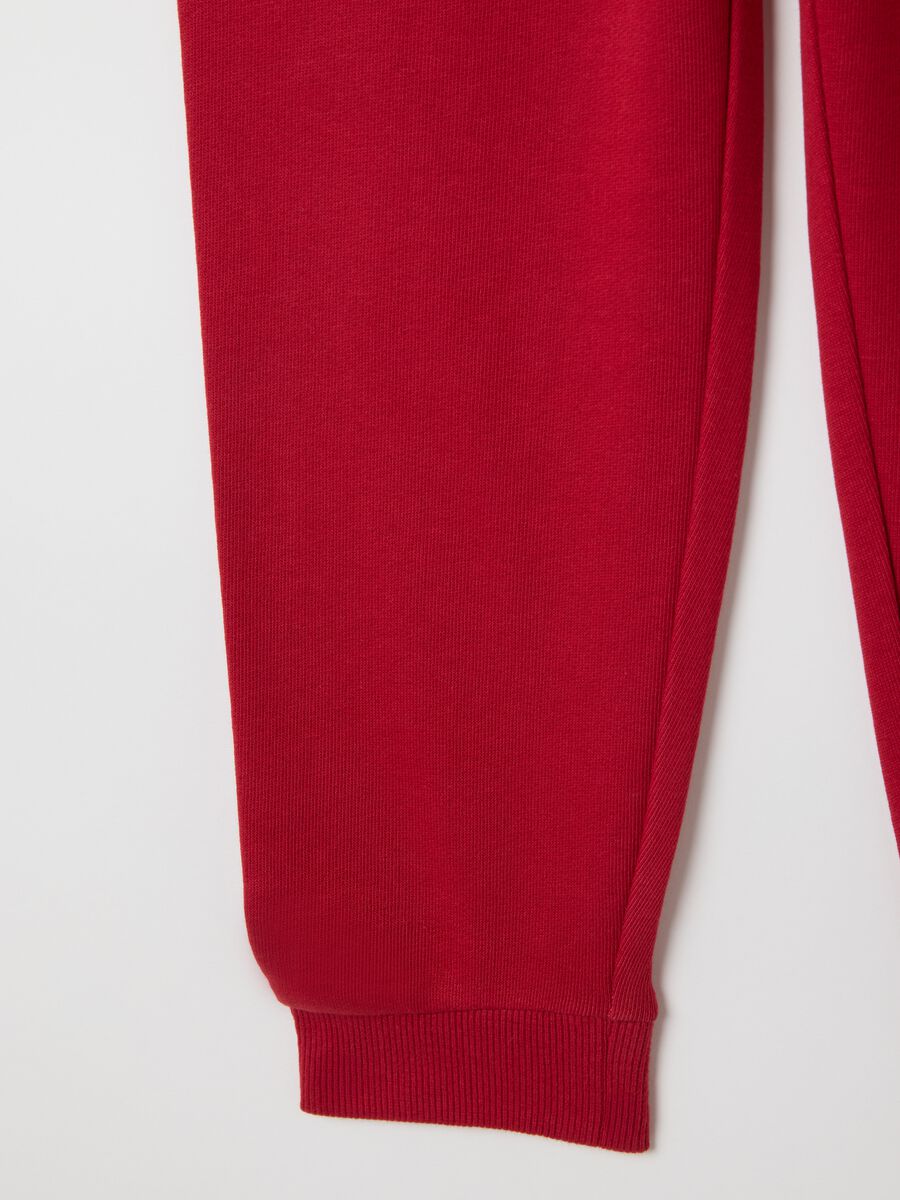 Jogger da bambino in puro cotone rossi regular fit_3