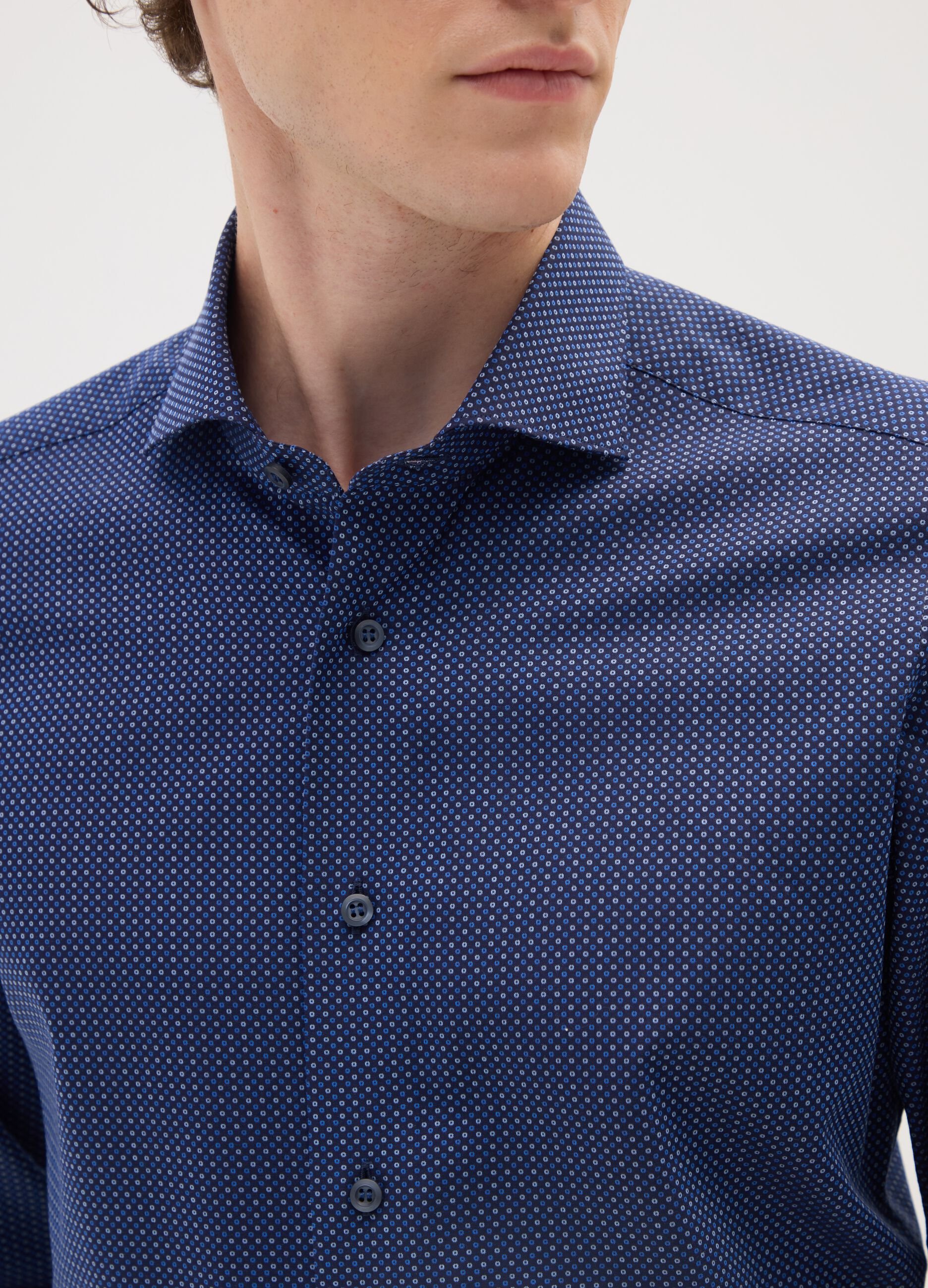Slim fit blue pure cotton shirt