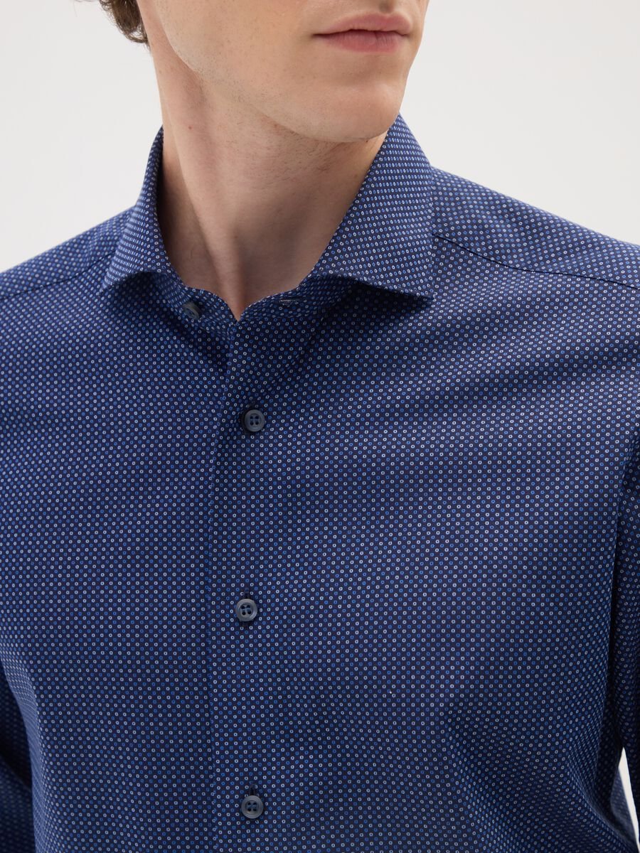 Slim fit blue pure cotton shirt_1