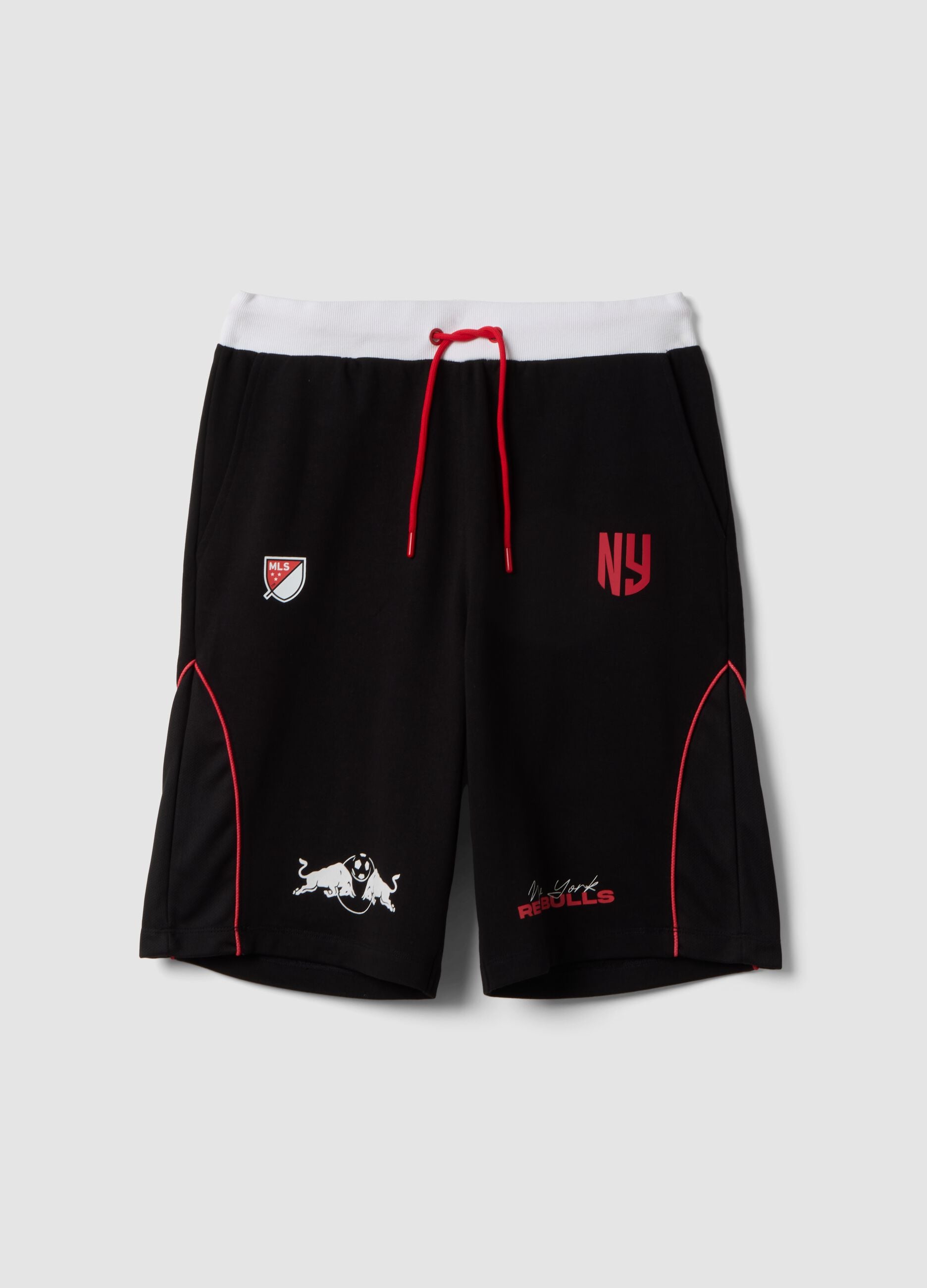 Black cotton-blend sports shorts, regular fit