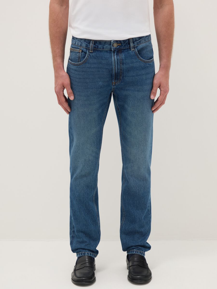 Slim fit blue pure cotton jeans_1