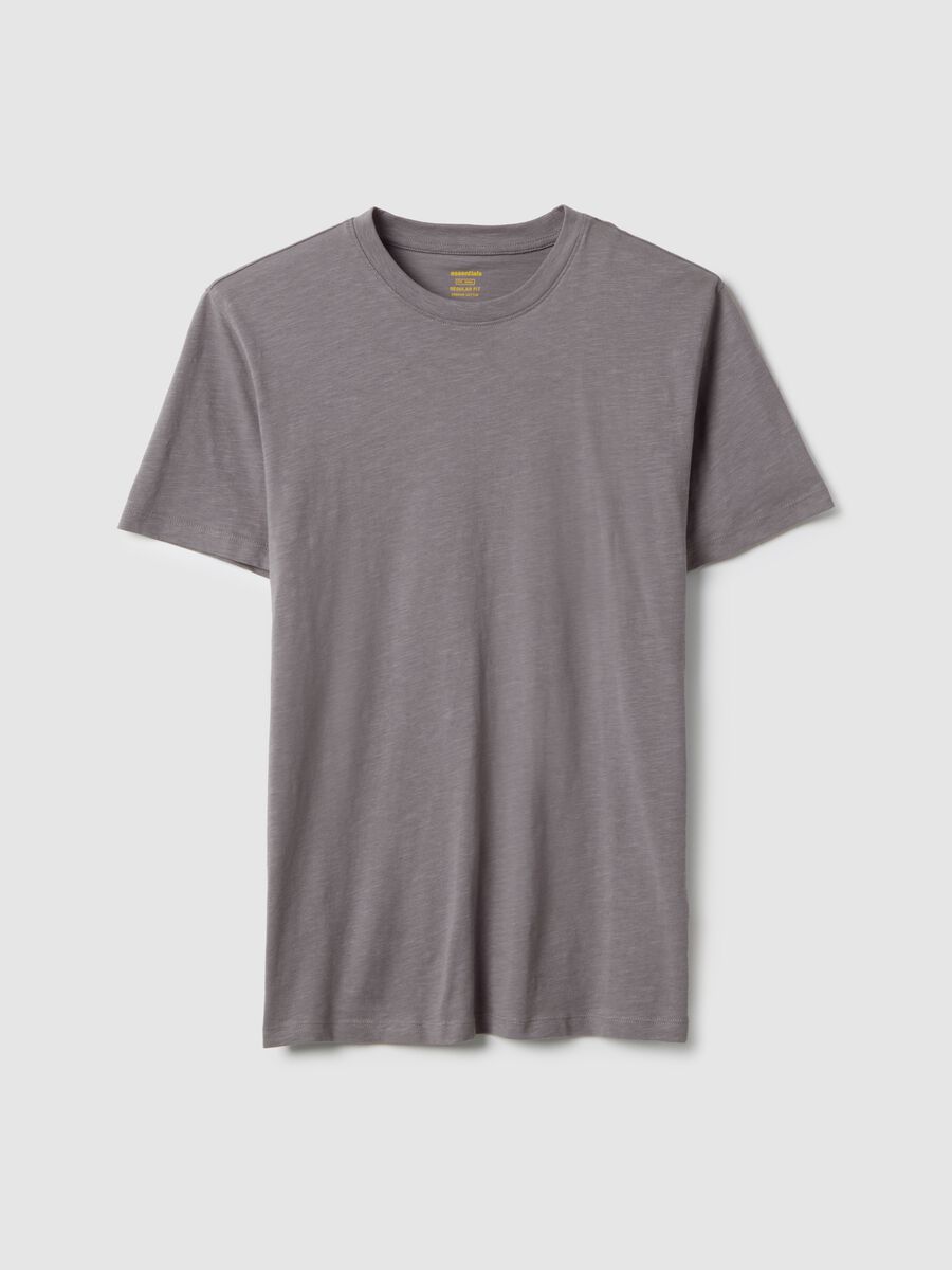 Grey regular fit pure cotton t-shirt_4