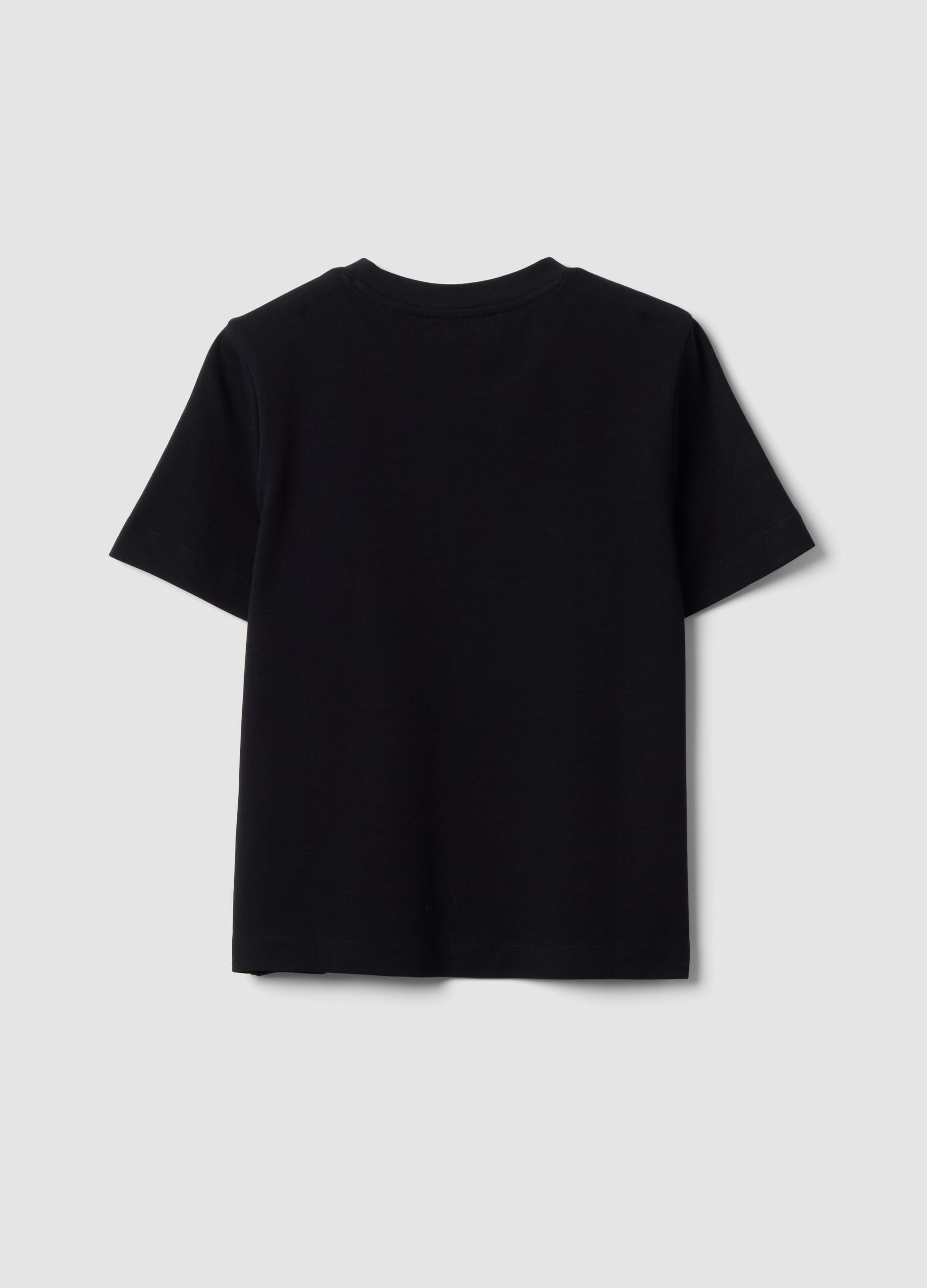 Black relaxed-fit pure cotton short-sleeve T-shirt