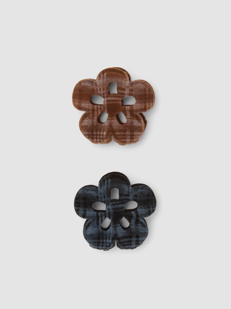 Brown and black floral hair clip set_0