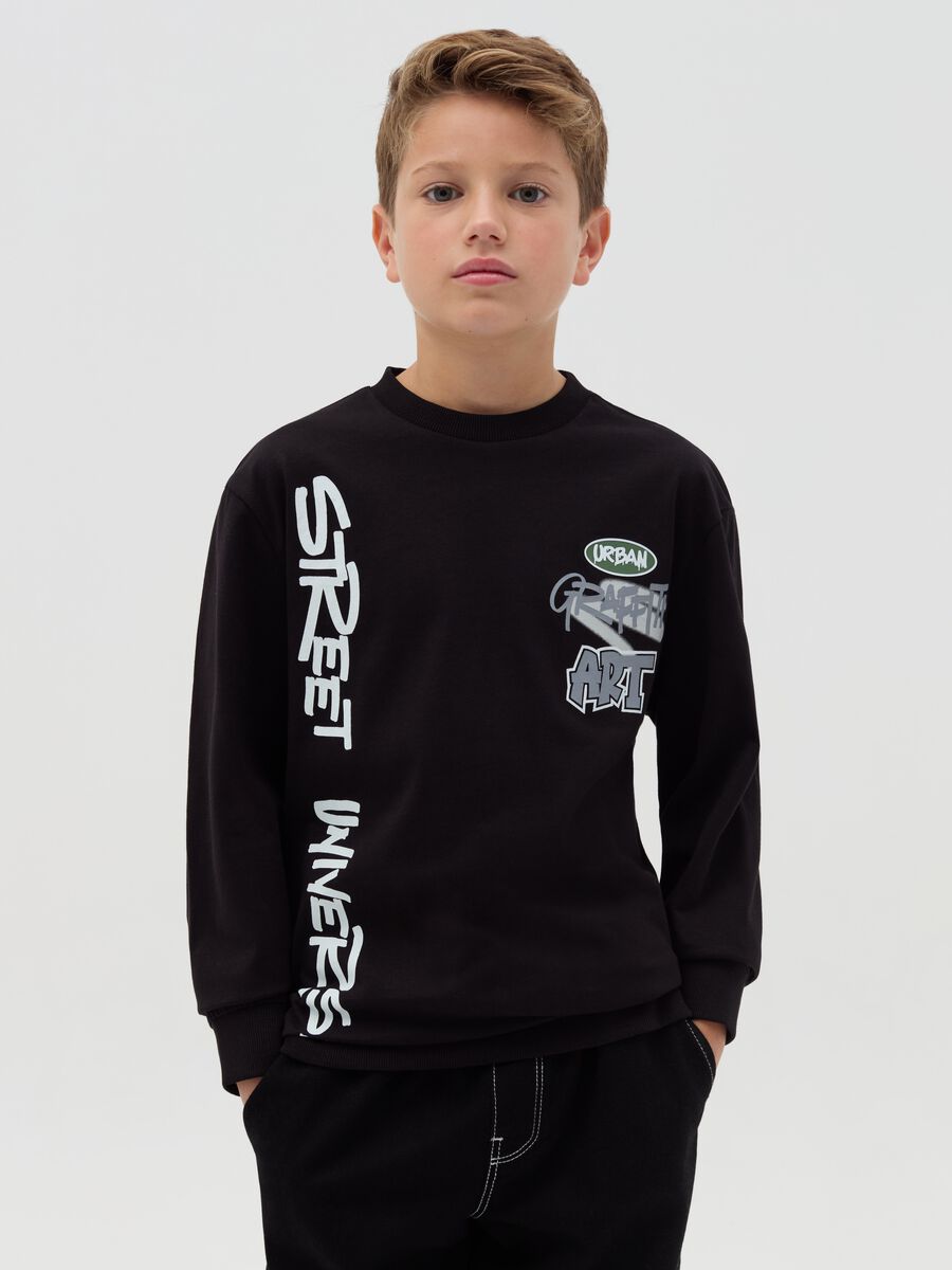 T-shirt a maniche lunghe con stampa_0