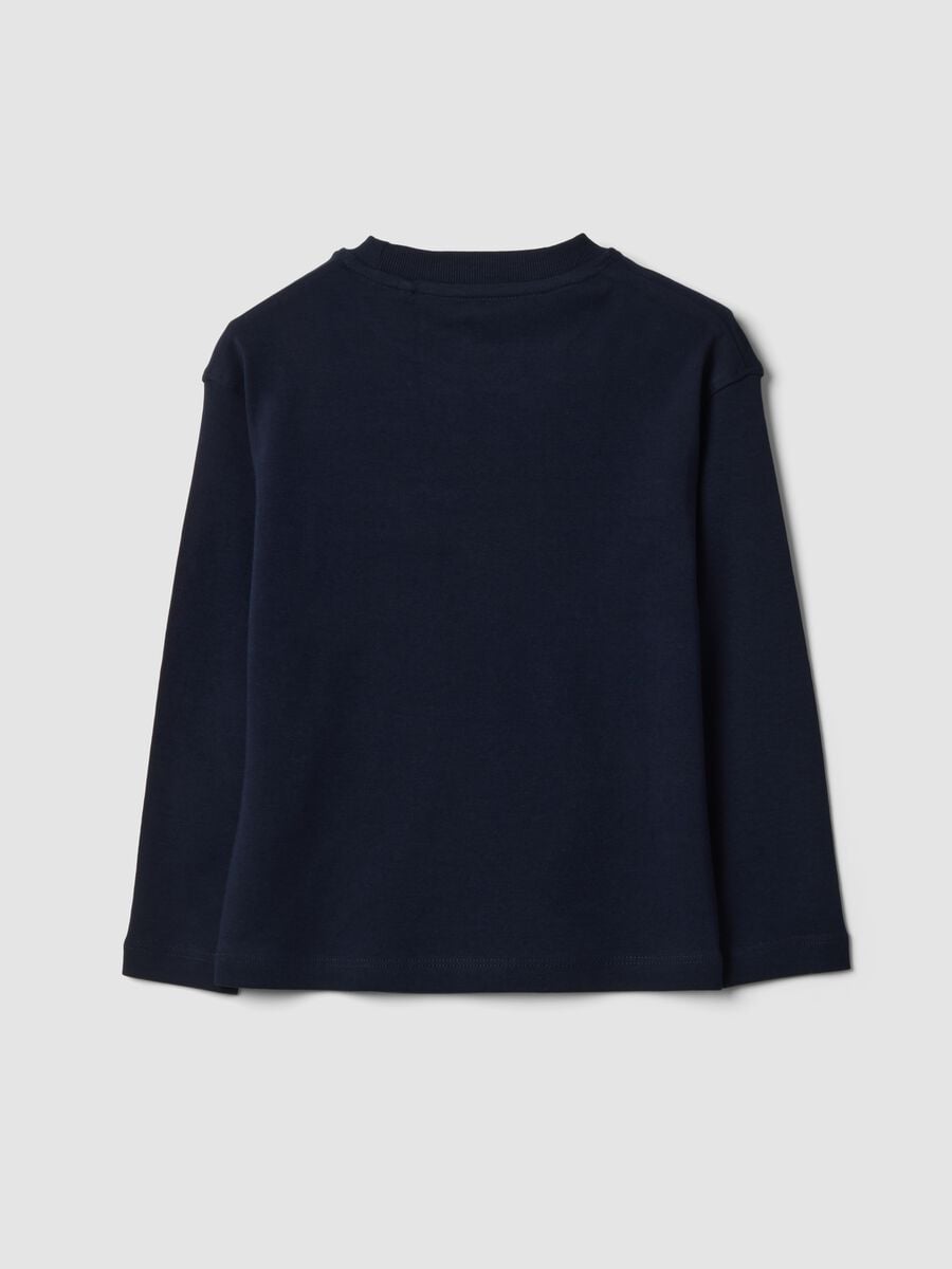 T-shirt blu in puro cotone organico con girocollo_1