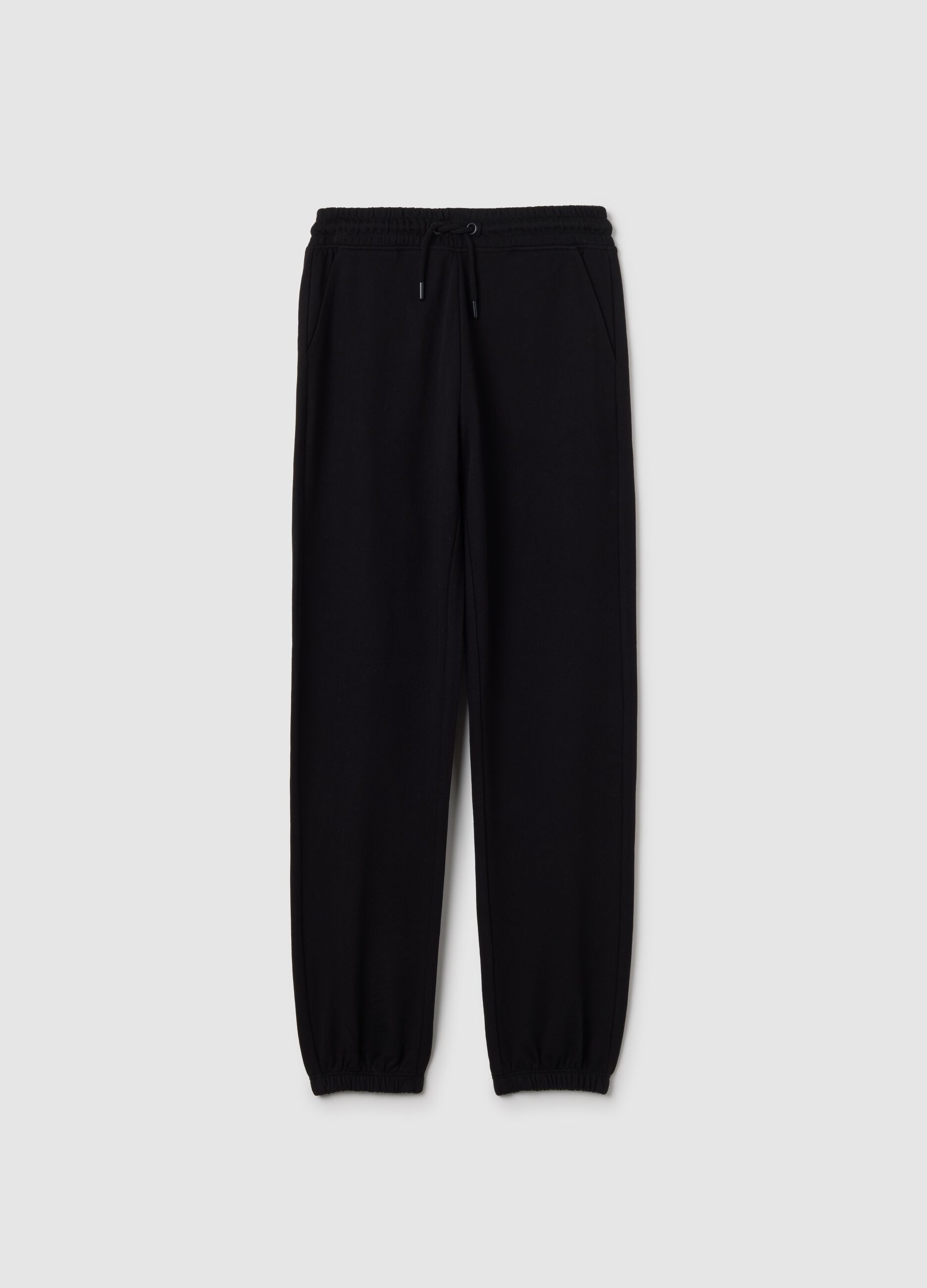 Girls' black pure cotton regular fit trousers