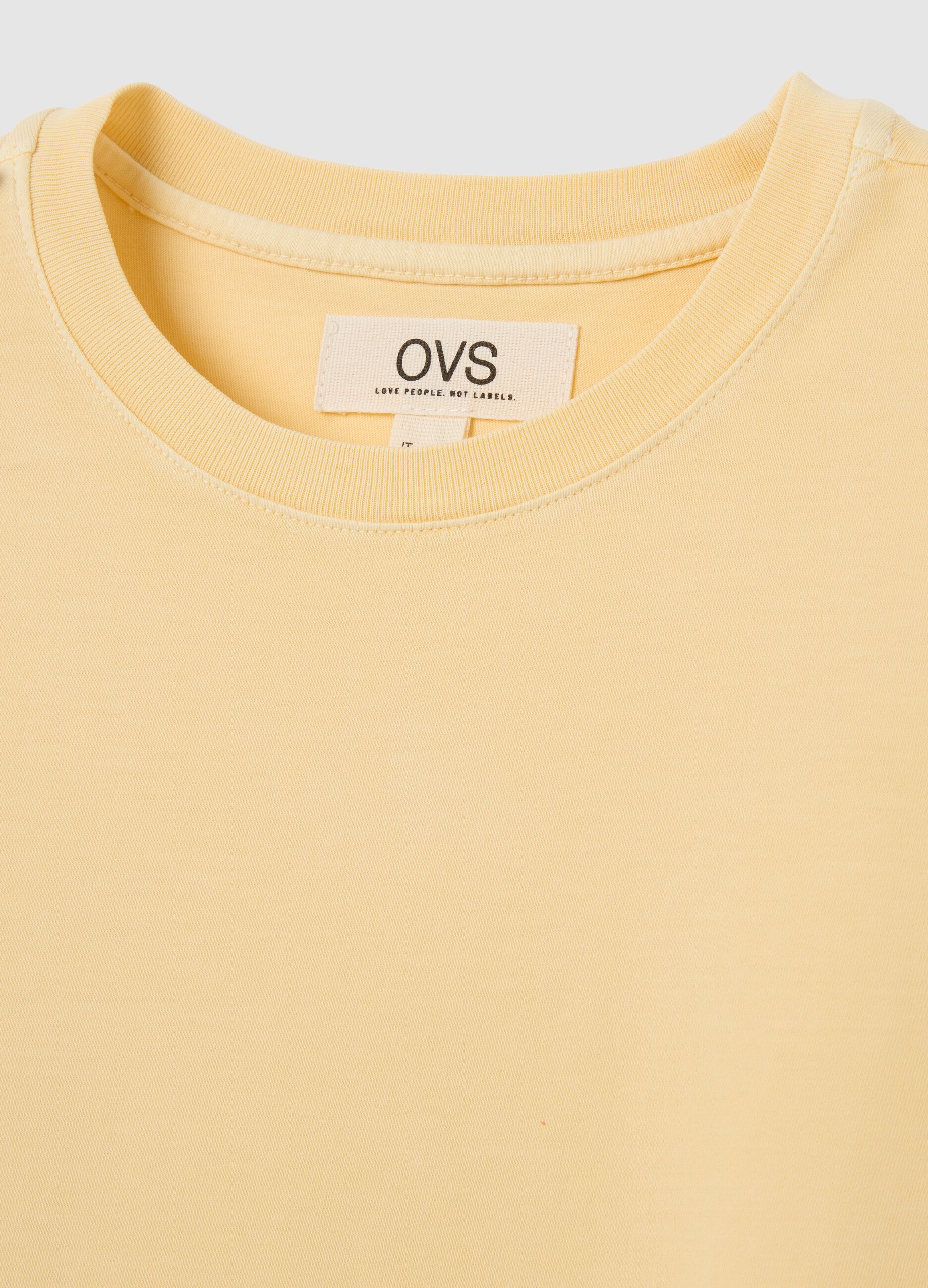 T-shirt gialla da donna in puro cotone italiano regular fit