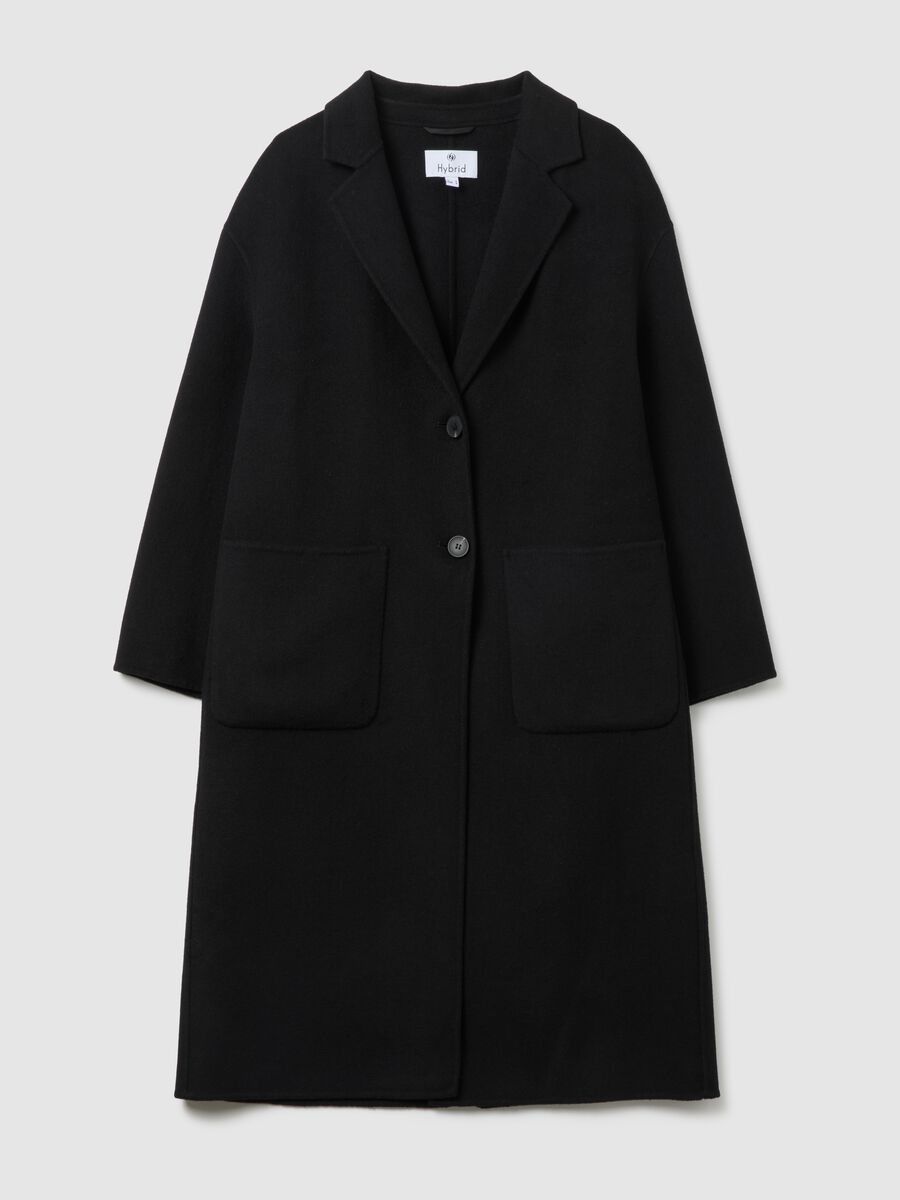 Cappotto lungo nero in misto lana e cashmere regular fit_4