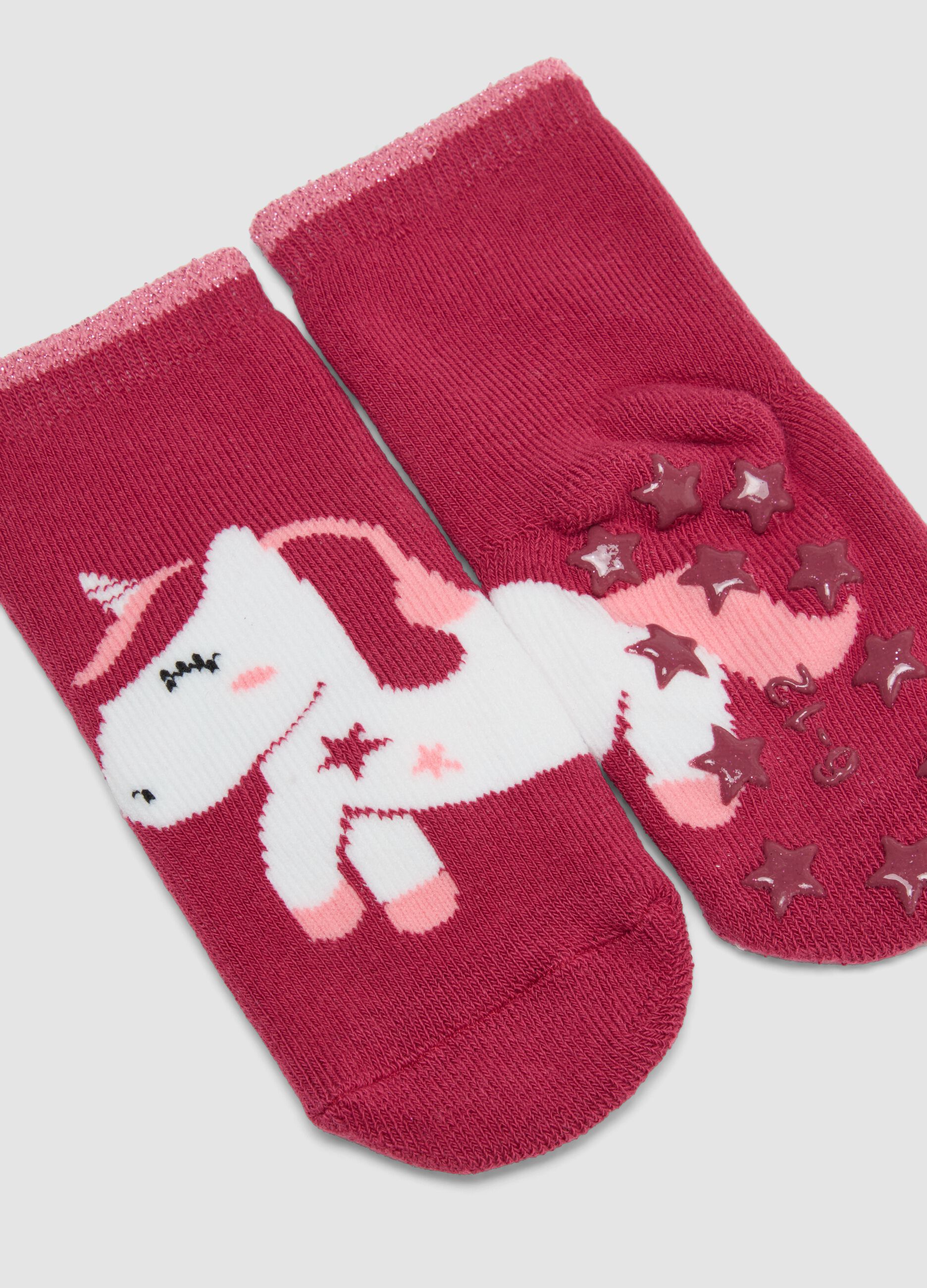 2-pack of multicolour non-slip organic cotton blend socks for baby girl