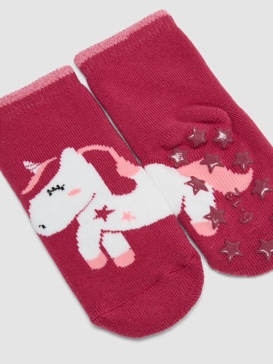 Bipack di calze multicolor antiscivolo in misto cotone organico per neonata_1