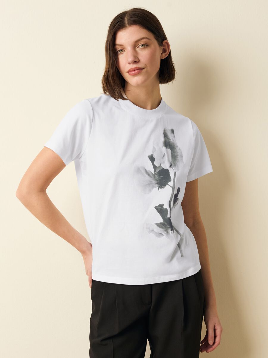 Cotton T-shirt with flowers print_1